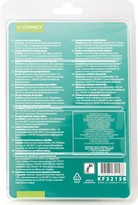 Valeurs nutritives et ingrédients Q-Connect Kit de nettoyage d'écran
