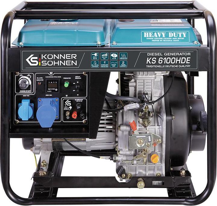 Image du produit Könner & Söhnen KS GENERATOR DIESEL KS 6100HDE (EURO V) 5,5kW 230V, ROZRUCH ELEKTRYCZNY (5000 W, 11 l)