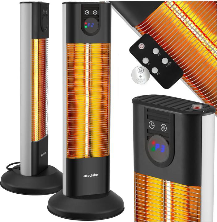 tectake Chauffage infrarouge Solaris Terra 1500W avec minuterie (1500 W)
