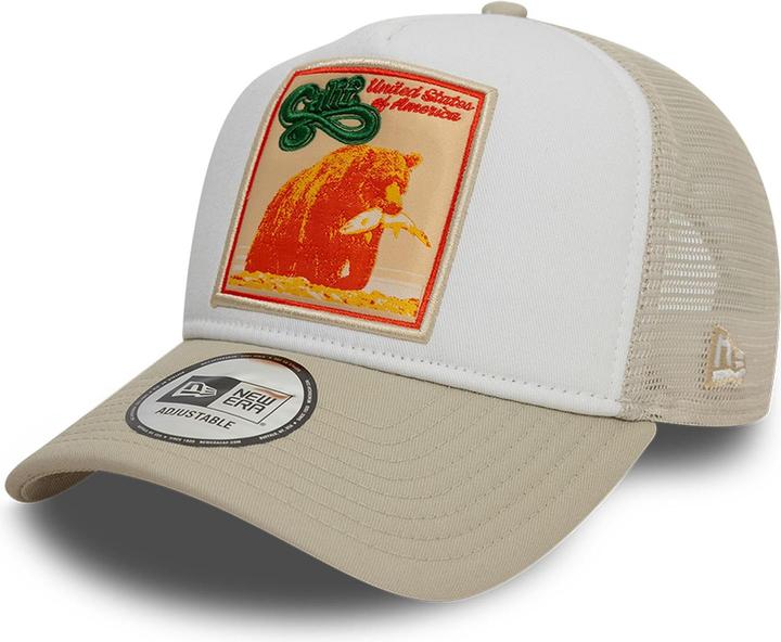 New Era A-Frame Mesh Trucker Cap - California Patch Beige (One Size)