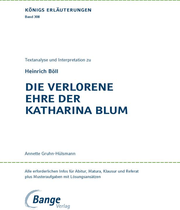 Actual product image Heinrich Böll: Die verlorene Ehre der Katharina Blum (German, Henry Boell, 2019)