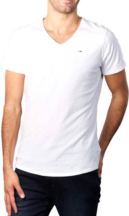 Actual product image Tommy Hilfiger Tommy Jeans T-Shirt Slim Jaspe V Neck whte (S)