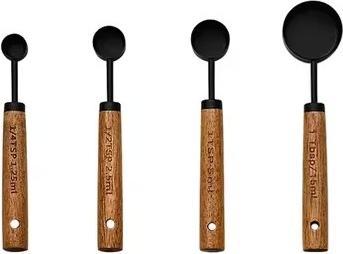 Produktbild Homerely 8 Teiliges Edelstahl Messbecher und Messlöffel mit Holzgriff Set Schwarz