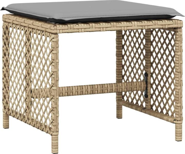 Immagine prodotto VidaXL Sgabello da giardino Cuscino Sgabello Sedia da giardino Sgabello 4 pezzi. Miscela beige