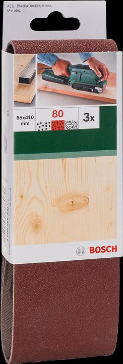 Actual product image Bosch Zubehör 3-piece sanding belt set for belt sander, red quality K = 60, 80, 100 (60, 80, 100)