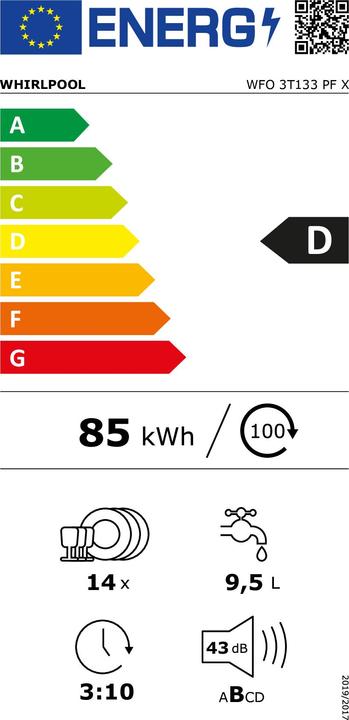 Etichetta energetica Whirlpool WFO 3T133 PF X