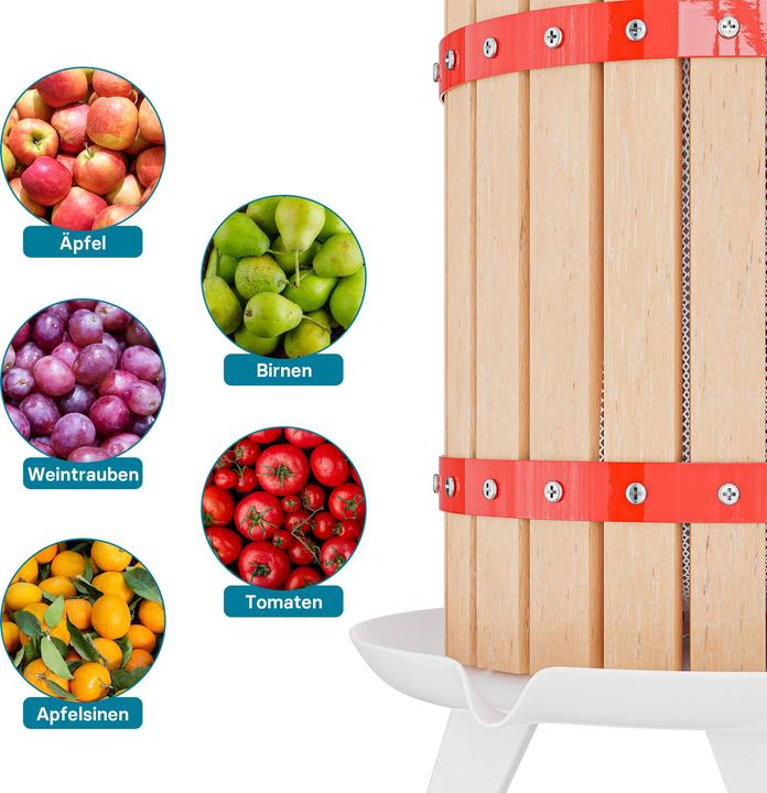 Produktbild Wiltec Obstpresse 30L mit 3x Presstuch Maischepresse Weinpresse Saftpresse