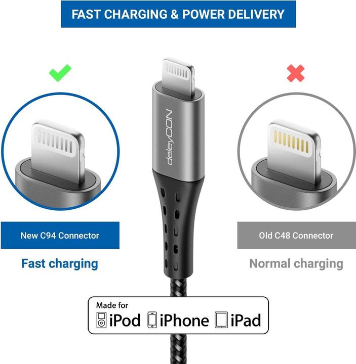 Immagine prodotto deleyCON Cavo USB 2.0 USB C - Lightning 2 m (2 m, USB 2.0)