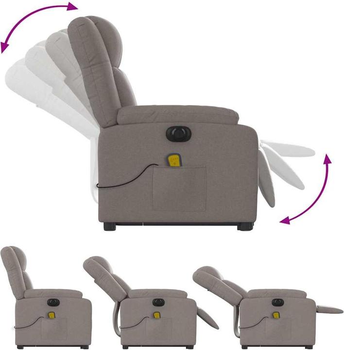 Image du produit VidaXL Fauteuil de massage Rehausseur Fauteuil de télévision Fauteuil relax Tissu taupe