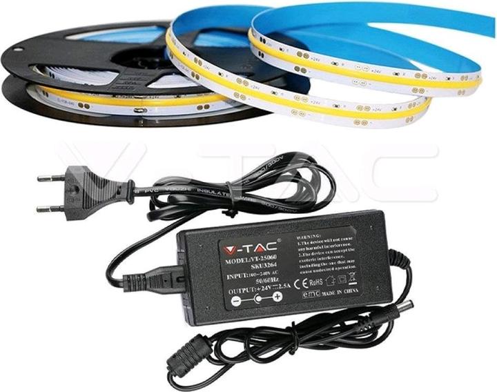Actual product image V-TAC LED COB Strip Set IP20 24V 6000K 420 LEDs 10Wm 2669 3264 (White, 42000 cm)