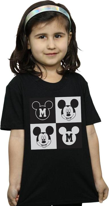 Actual product image Disney Girls Mickey Mouse Smiling Squares Cotton T-Shirt (140, 146)