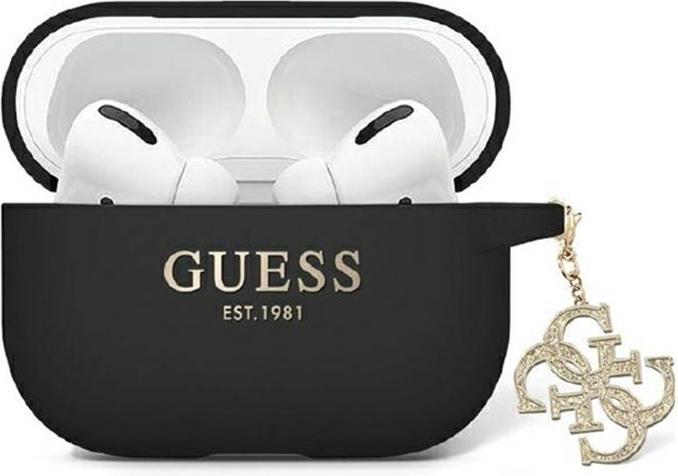 Immagine prodotto Guess GUAP2LECG4K AirPods Pro 2 cover czarny/nero Silicone liquido Glitter Triangolo Charm (Borsa per cuffie)
