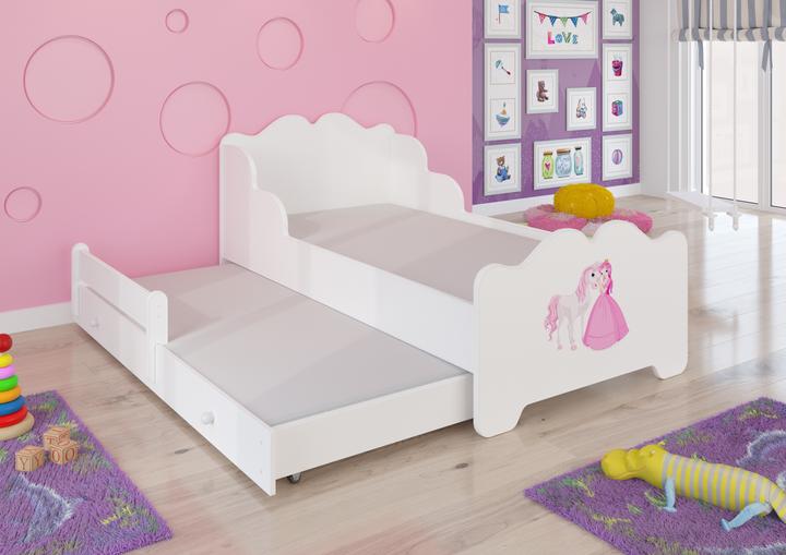 Actual product image ADRK Furniture Double bed with mattresses XIMENA II PRINCESS AND HORSE 160x80 (160 x 80 cm)