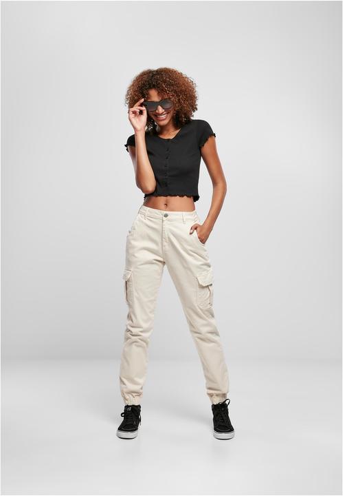 Produktbild Urban Classics Ladies Cropped Button Up Rib Tee (M)