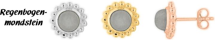 Produktbild Leyda Ohrstecker Regenbogen Mondstein (Silber 925 1 Mikron Gelb Vergoldet 18 K, Farbstein)