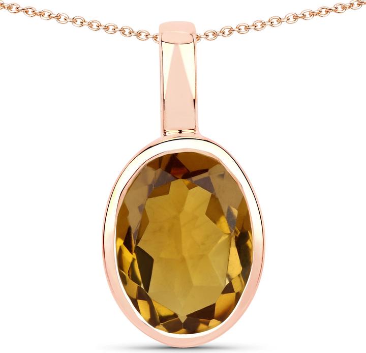 Xen Anhänger mit Kette Champagner Quarz 45 cm 925 Silber rosèvergoldet (925 Sterling Silber, 45 cm)