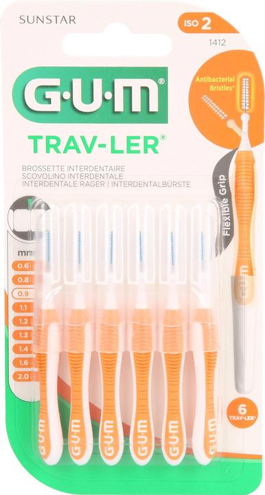 GUM SUNSTAR Trav-Ler ISO-Norm 2 0.9mm cylindric orange (6 x)