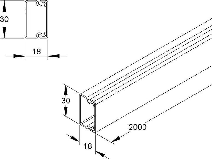 Actual product image Kleinhuis Electrical installation trunking, plastic, 18 x 30 x 2,000 mm, pure white. (200 cm)