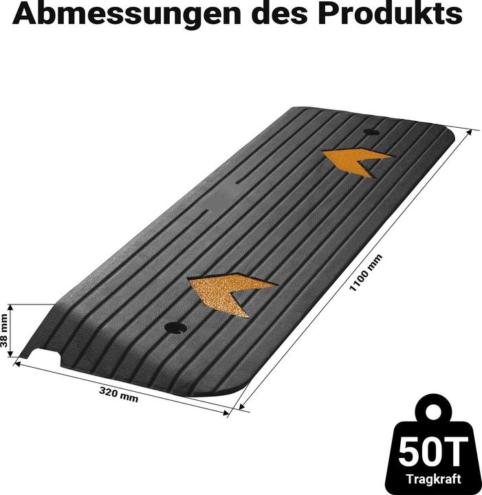 Immagine prodotto Wiltec Rampa di soglia in gomma 1100x320x38mm Rampa 50t Rampa di accesso per sedia a rotelle auto