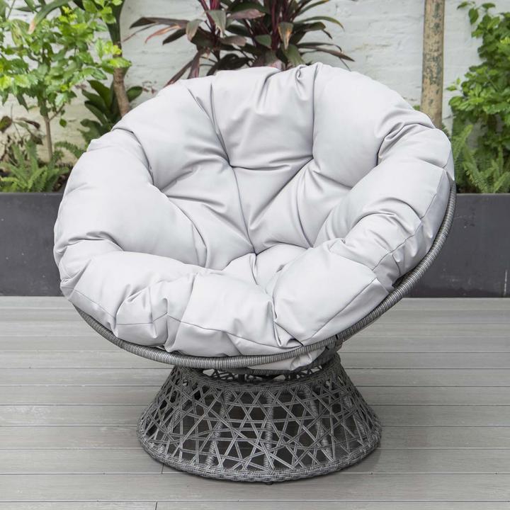 Image du produit PureHaven Fauteuil lounge 92x80x80,5 cm en rotin Coussin rond pivotant 360 degrés facile à entretenir élégant