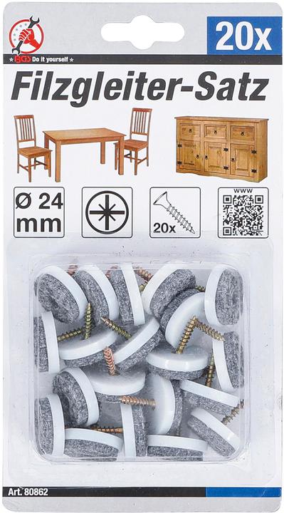 Image du produit BGS Felt Pads Set | with Pin | Ø 24 mm | 20 pcs. (Planeurs en feutre, 20 pièce(s))