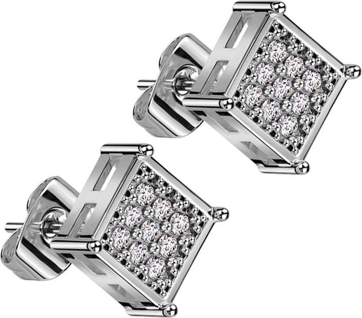 Immagine prodotto Star Piercing Orecchini a perno argento cristalli quadrati argento (senza ottoneTitanio G23, Acciaio chirurgico 316L)