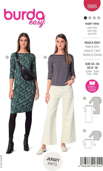 Actual product image Pattern dress & shirt - boat neckline