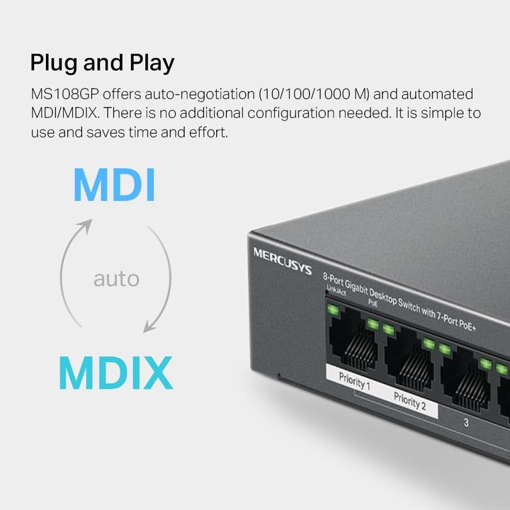 Produktbild Mercusys MS108GP (8 Ports)