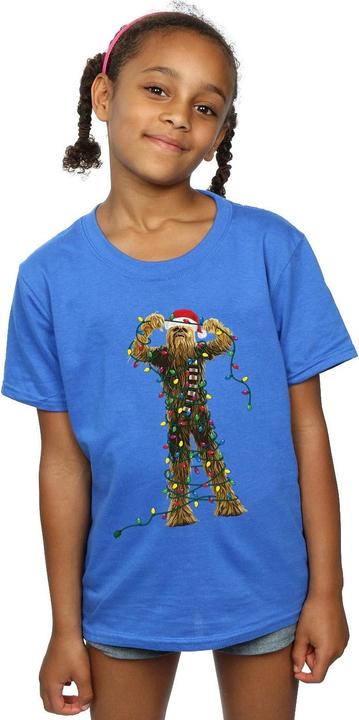 Actual product image Star Wars Girls Chewbacca Christmas Lights Cotton T-Shirt (116)