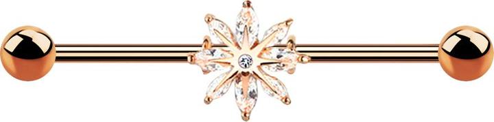 Produktbild Star Piercing Barbell rosegold mit Schneestern (Chirurgenstahl 316L, Messing)