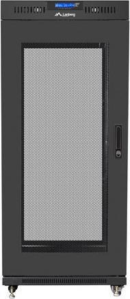Actual product image Lanberg BUILT-IN CABINET RACK STAND 19" 27HE 600X600 BLACK PERFORATED DOOR LCD (FLAT PACK) V2 (27 RU, 19 inch rack)