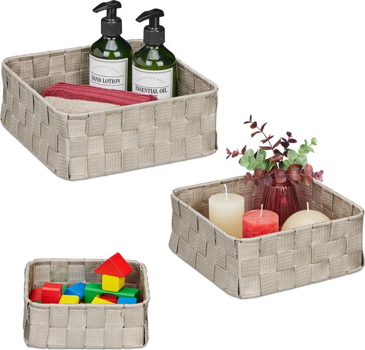 Immagine prodotto Relaxdays 3x cestino portaoggetti (1 x, 24 x 24 x 9,5 cm)