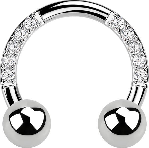 Produktbild Star Piercing Micro Circular Barbell silber Kristalle mit zwei Kugeln (Titan G23, ohne Messing)