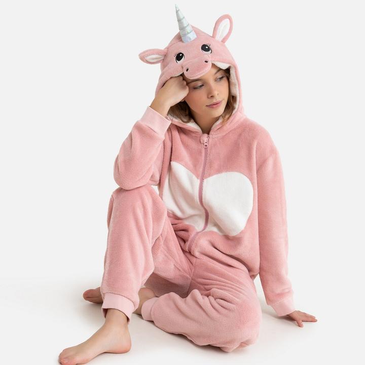 Produktbild La Redoute Collections Fleece-Overall mit Einhornkapuze (94)