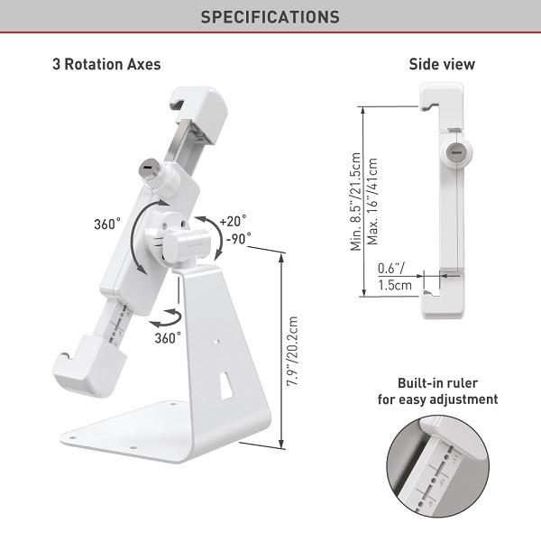 Produktbild Barkan Tablet Tischhalter 7-14", abschliessbar, weiss