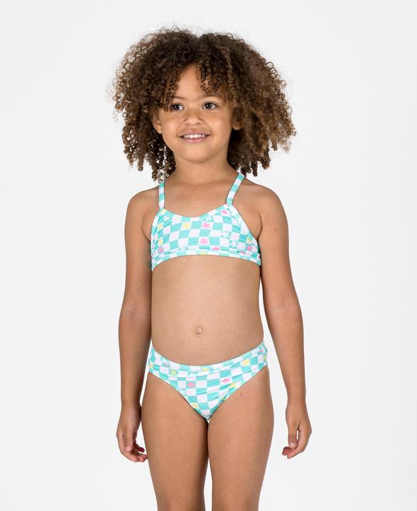 Olaian Bikini-Set Surfen Mädchen gekreuzte Träger Boni grün/weiss (122)