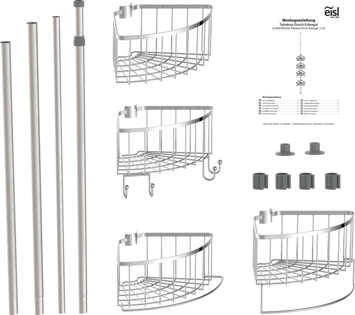 Actual product image Eisl Telescopic corner shower shelf (23 x 27 x 245 cm)