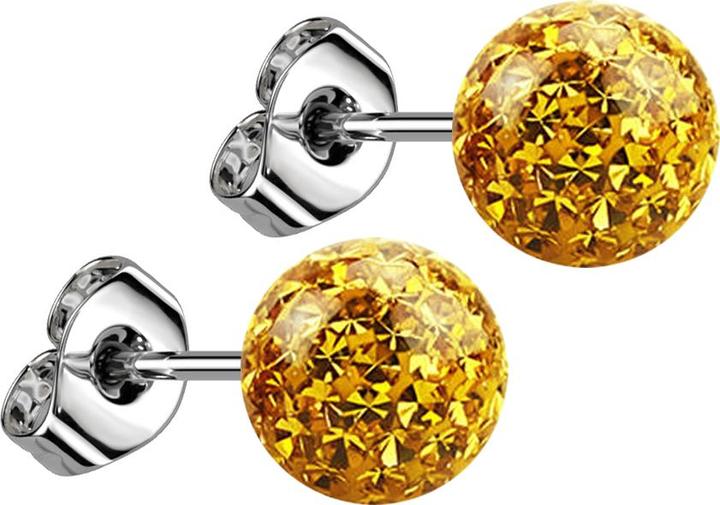 Image du produit Star Piercing Boucles d'oreilles argent avec boule de cristal topaze époxy de protection (Acier chirurgical 316L, sans laiton)