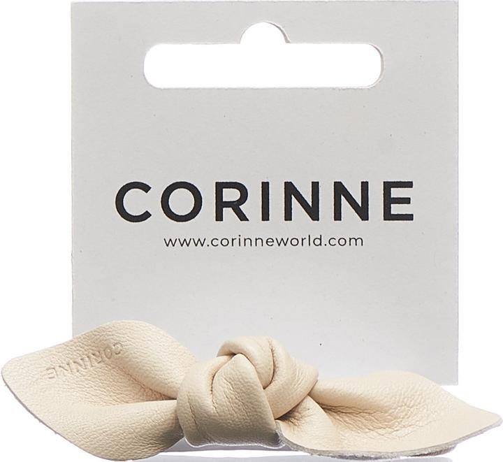 Actual product image Corinne World - Leather Bow Small Hair Tie Cream (Hair tie)