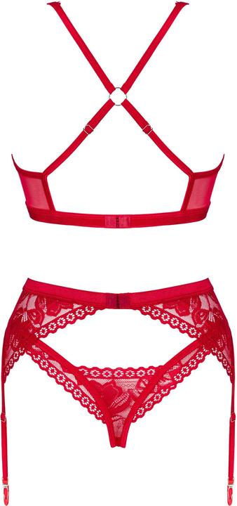 Actual product image Obsessive Lacelove Three-Piece Set Red M/L (M/L)