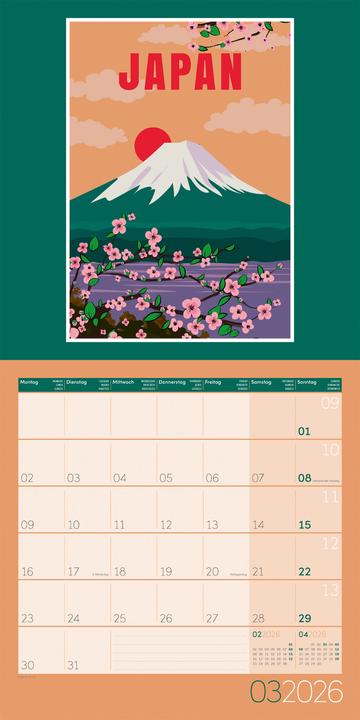 Produktbild Vintage Voyage - Reiseposter - Kalender 2026 - 30x30 (30 x 30 cm, Harter Einband, Deutsch, Französisch, Englisch)