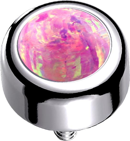 Produktbild Star Piercing Dermal Anchor Zylinder silber mit Opal pink (Titan G23, ohne Messing)