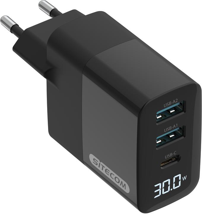 Image du produit Sitecom Chargeur mural GaN 30W Écran LED (30 W)