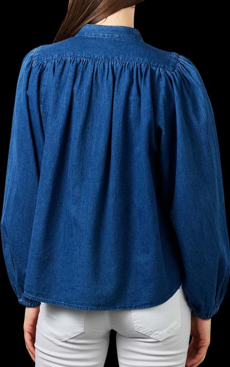 Actual product image Marc O'Polo Long Sleeve Blouse Stand Up Collar mid blue (XS)