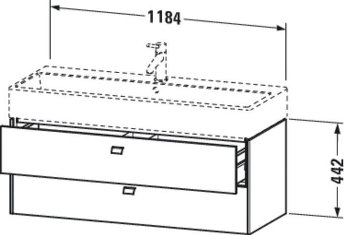 Image du produit Duravit Meuble sous-vasque BRIOSO poignées chr 442x1184x459mm gris béton mat (118,5 x 44,5 x 46 cm)