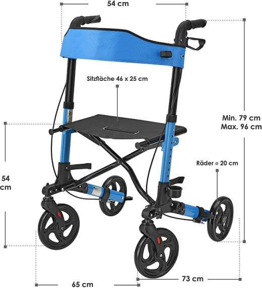 Image du produit Juskys Rollator pliable Vital avec siège et sac à provisions