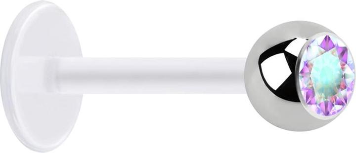 Produktbild Star Piercing Micro Labret transparent mit Kugel silber und Kristall multicolor (ohne Messing, Chirurgenstahl 316L, Bioflex)