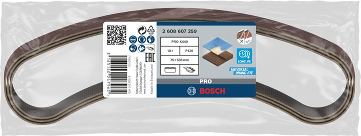 Immagine prodotto Bosch Professional Zubehör Nastro abrasivo PRO X440, 75 x 533 mm, G120 (120)