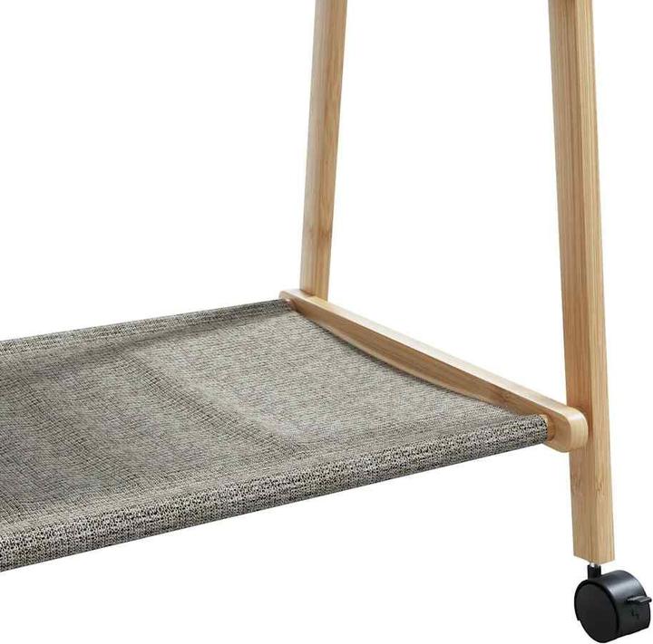 Actual product image VidaXL Clothes rack with shelves and castors 106x34x106.5 cm bamboo