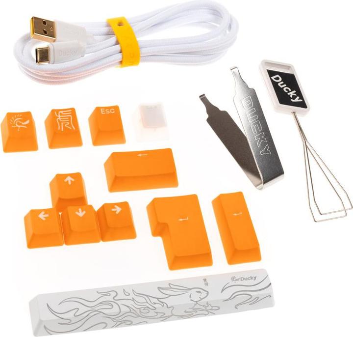 Actual product image Ducky One 3 Aura White TKL Gaming Keyboard, RGB LED - MX-Blue (DE, Cable)